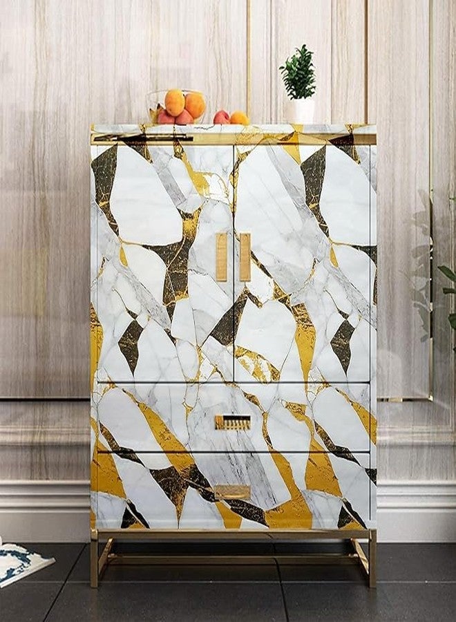 FLETIX Premium Wall Stickers DIY Vinyl Marble Peel and Stick Waterproof Wallpaper for Home-Office-Bedroom Kitchen Countertop Wooden Furniture Oil Proof Kitchen Stickers (1, Gold Terrazzo(60X200cm)) - Image 5